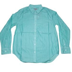 Everlane Silky Cotton Relaxed Shirt Size 2 Jade White Stripe Button Front NWT